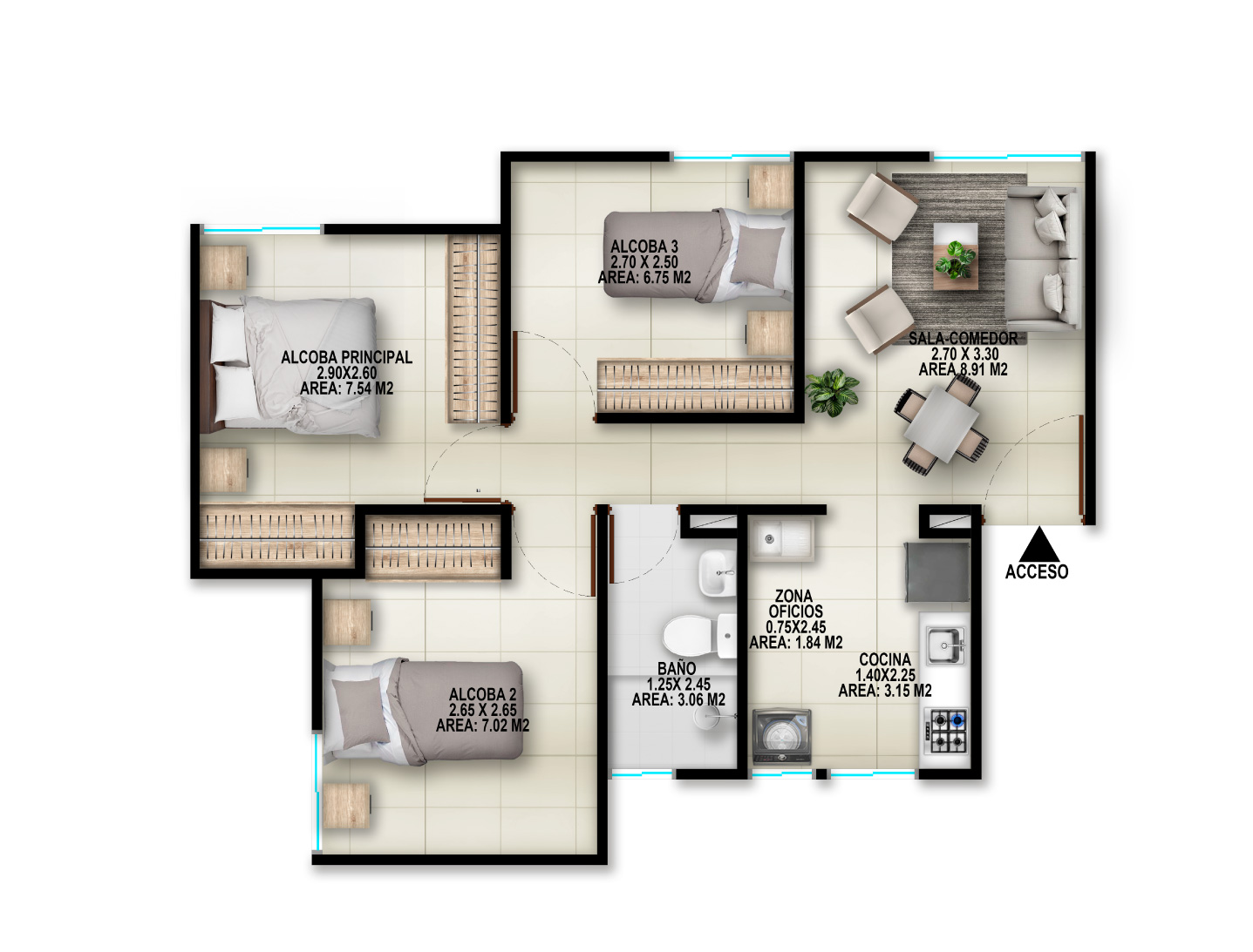 Ceibas Residencial- Yumbo Plano de una casa moderna.